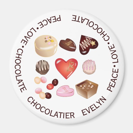 Gepersonaliseerde vrede Liefde Chocolade Snoep Har Magneet (Voorkant)