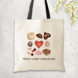 Gepersonaliseerde vrede Liefde Chocolade Snoep Har Tote Bag