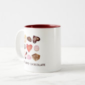 Gepersonaliseerde vrede Liefde Chocolade Snoep Har Tweekleurige Koffiemok (Voorkant links)