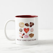 Gepersonaliseerde vrede Liefde Chocolade Snoep Har Tweekleurige Koffiemok (Links)