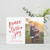 Gepersonaliseerde Vrede liefde plezier Kerstmis fo Feestdagenkaart (Staand voorkant)
