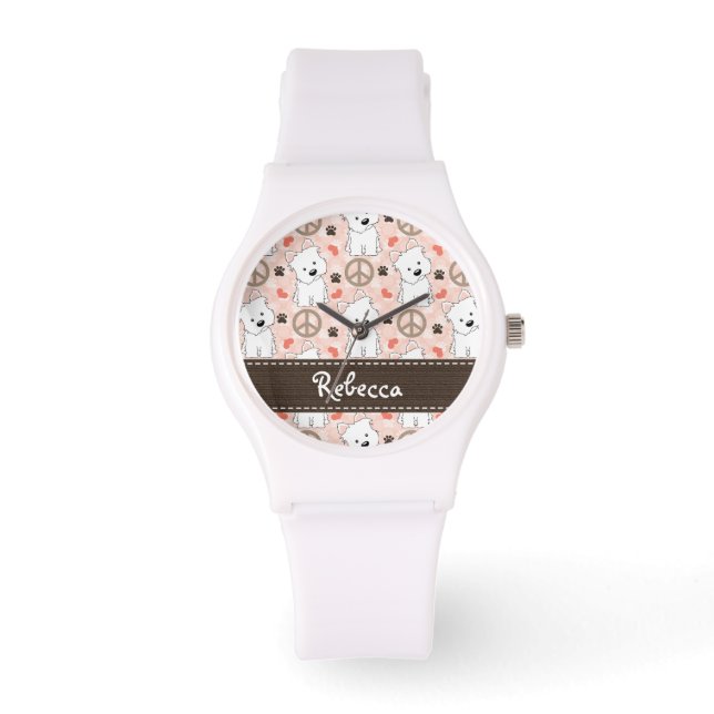 Gepersonaliseerde vrede Liefde Westies Horloge (Voorkant)