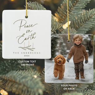 Gepersonaliseerde Vrede op Aarde Foto Kerstmis Keramisch Ornament