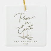 Gepersonaliseerde Vrede op Aarde Foto Kerstmis Keramisch Ornament (Voorkant)