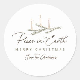 Gepersonaliseerde Vrede op Aarde Kerstcadeau Ronde Sticker