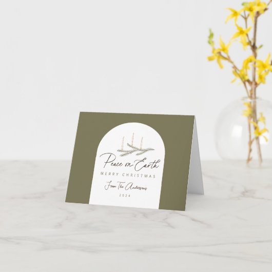 Gepersonaliseerde Vrede op Aarde Kerstmis Gevouwen Kaart (Gele Bloem)