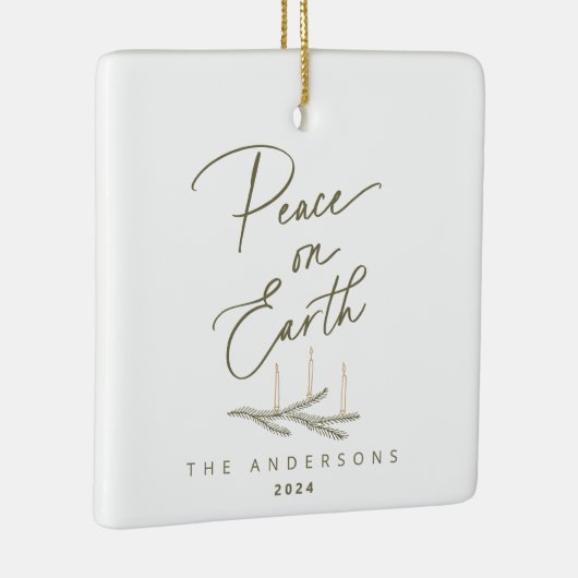 Gepersonaliseerde Vrede op Aarde Kerstmis Keramisch Ornament (Rechts)