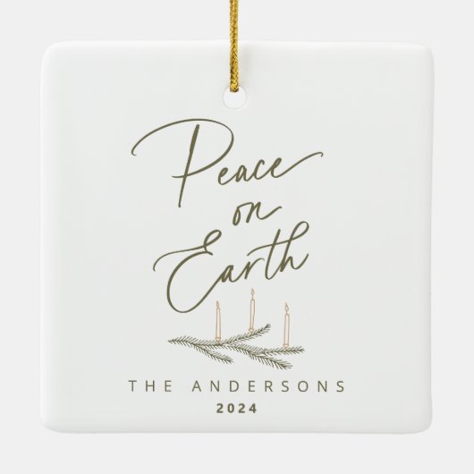 Gepersonaliseerde Vrede op Aarde Kerstmis Keramisch Ornament (Achterkant)