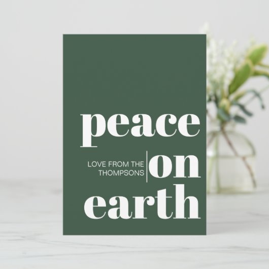 Gepersonaliseerde vrede op aarde Kerstmis minimali Feestdagenkaart (Staand voorkant)