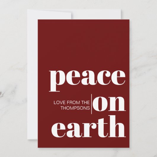 Gepersonaliseerde vrede op aarde Kerstmis minimali Feestdagenkaart (Voorkant)