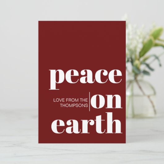 Gepersonaliseerde vrede op aarde Kerstmis minimali Feestdagenkaart (Staand voorkant)