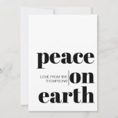 Gepersonaliseerde vrede op aarde Kerstmis minimali Feestdagenkaart (Voorkant)