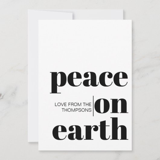 Gepersonaliseerde vrede op aarde Kerstmis minimali Feestdagenkaart (Voorkant)