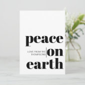 Gepersonaliseerde vrede op aarde Kerstmis minimali Feestdagenkaart (Staand voorkant)