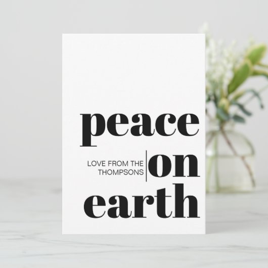 Gepersonaliseerde vrede op aarde Kerstmis minimali Feestdagenkaart (Staand voorkant)