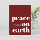 Gepersonaliseerde vrede op aarde Kerstmis minimali Feestdagenkaart (Staand voorkant)