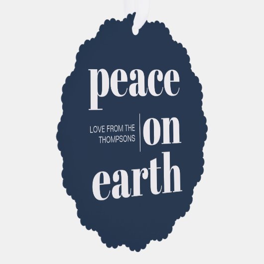 Gepersonaliseerde vrede op aarde Kerstmis minimali Ornament Kaart (Rechts)