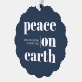 Gepersonaliseerde vrede op aarde Kerstmis minimali Ornament Kaart (Links)