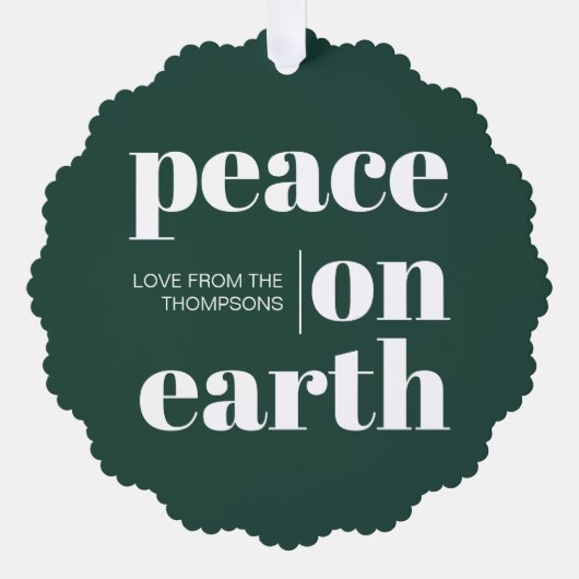 Gepersonaliseerde vrede op aarde Kerstmis minimali Ornament Kaart (Voorkant)