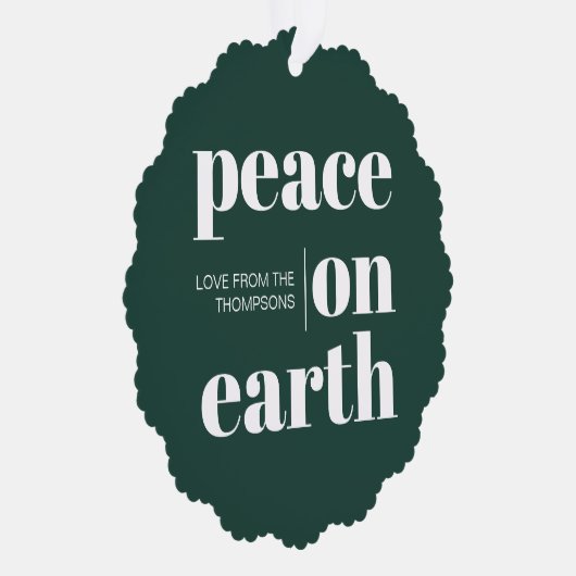 Gepersonaliseerde vrede op aarde Kerstmis minimali Ornament Kaart (Rechts)
