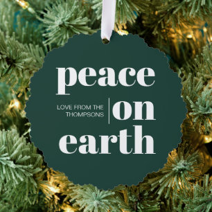 Gepersonaliseerde vrede op aarde Kerstmis minimali Ornament Kaart