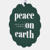 Gepersonaliseerde vrede op aarde Kerstmis minimali Ornament Kaart (Links)