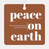 Gepersonaliseerde vrede op aarde Kerstmis Moderne Metalen Ornament (Voorkant)