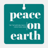 Gepersonaliseerde vrede op aarde Kerstmis Moderne  Metalen Ornament (Voorkant)