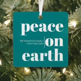Gepersonaliseerde vrede op aarde Kerstmis Moderne  Metalen Ornament