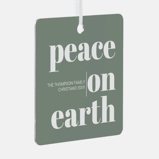Gepersonaliseerde vrede op aarde Kerstmis Moderne  Metalen Ornament (Voorkant Rechts)