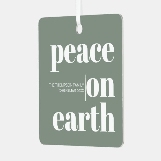 Gepersonaliseerde vrede op aarde Kerstmis Moderne  Metalen Ornament (Voorkant links)