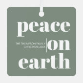 Gepersonaliseerde vrede op aarde Kerstmis Moderne  Metalen Ornament (Voorkant)