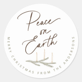 Gepersonaliseerde Vrede op Aarde Kerstmis Ronde Sticker