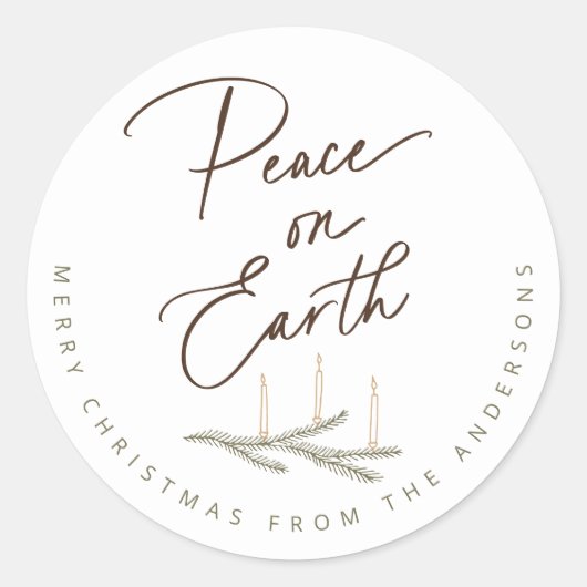 Gepersonaliseerde Vrede op Aarde Kerstmis Ronde Sticker (Voorkant)