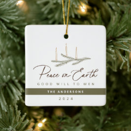 Gepersonaliseerde Vrede op Aarde Religieuze Kerst Keramisch Ornament