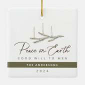 Gepersonaliseerde Vrede op Aarde Religieuze Kerst Keramisch Ornament (Achterkant)