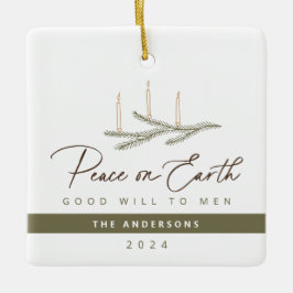 Gepersonaliseerde Vrede op Aarde Religieuze Kerst Keramisch Ornament