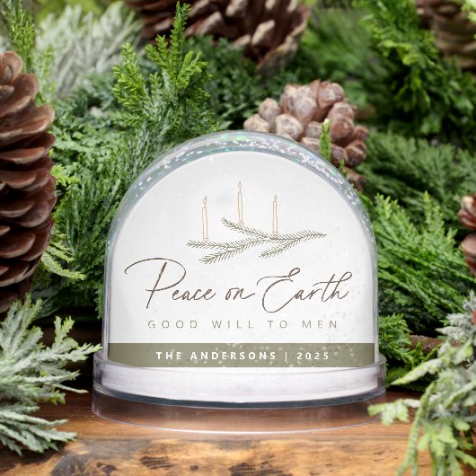 Gepersonaliseerde Vrede op Aarde Religieuze Kerst Sneeuwbol (Winter)