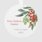 Gepersonaliseerde vreugde voor de wereld Red Holly Ornament (achterkant)