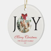 GEPERSONALISEERDE VREUGDE VROLIJK KERSTMIS FOTO KERAMISCH ORNAMENT (Links)