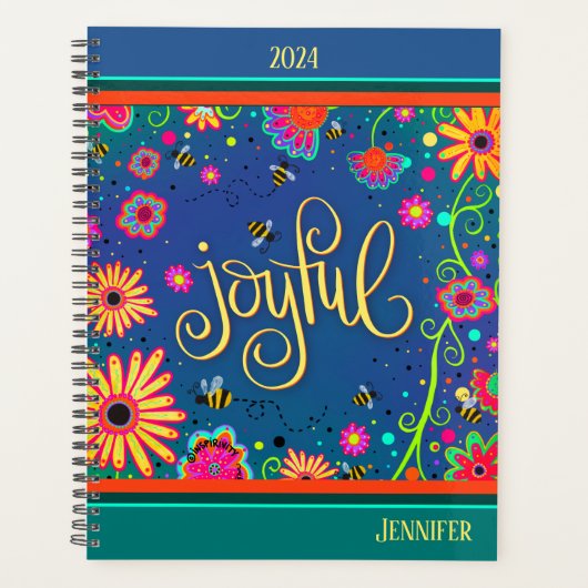 Gepersonaliseerde vreugdevolle inspirerende hommel planner (Voorkant)