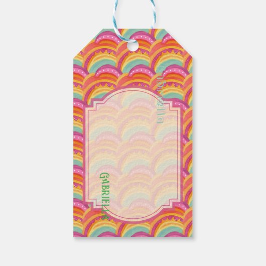 Gepersonaliseerde vreugdevolle Waterverf cadeau La Cadeaulabel (Achterkant)