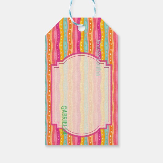 Gepersonaliseerde vreugdevolle Waterverf cadeau La Cadeaulabel (Achterkant)