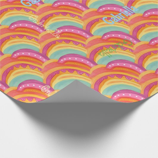 Gepersonaliseerde vreugdevolle Waterverf inpakpapi Cadeaupapier (Hoek)