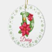 Gepersonaliseerde Vriend Bloemen Initialen Kerst Keramisch Ornament (Links)