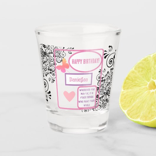 Gepersonaliseerde Vriend Happy Birthday Gift Shot Glas (Voorkant)