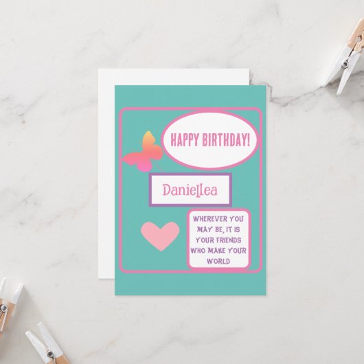 Gepersonaliseerde Vriend Happy Birthday Greeting Kaart (Voorkant / Achterkant in situ)