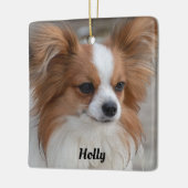 Gepersonaliseerde Vriendelijke Papillon Puppy Hond Keramisch Ornament (Links)