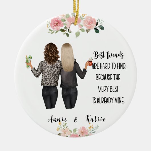 Gepersonaliseerde vriendschap Kerstmis Keramisch Ornament (Voorkant)