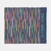 Gepersonaliseerde vriendschapsballetjes op marineb fleece deken (Voorkant (Horizontaal))